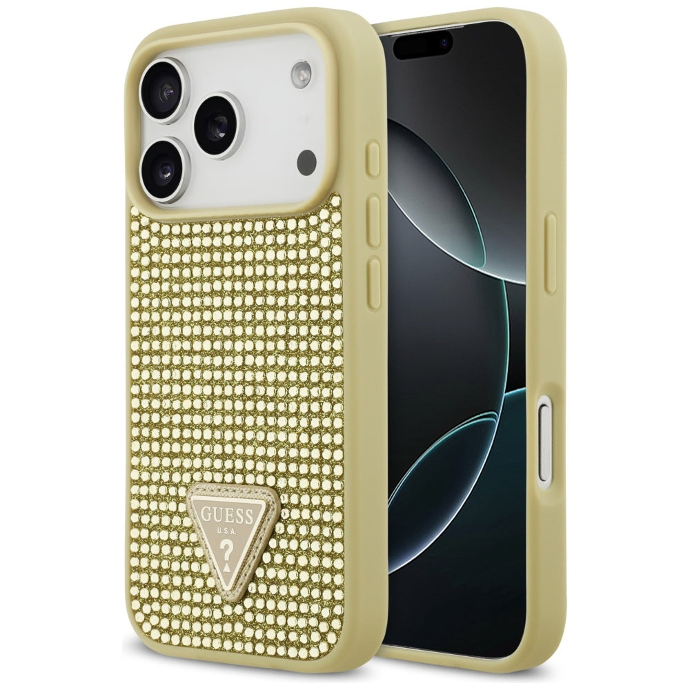 Guess Rhinestone Triangle Logo iPhone 17 Pro Case - Gold_0