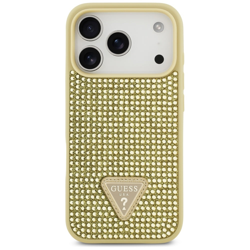 Guess Rhinestone Triangle Logo iPhone 17 Pro Case - Gold_2