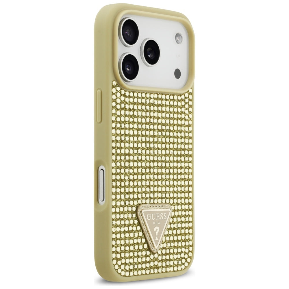 Guess Rhinestone Triangle Logo iPhone 17 Pro Case - Gold_3