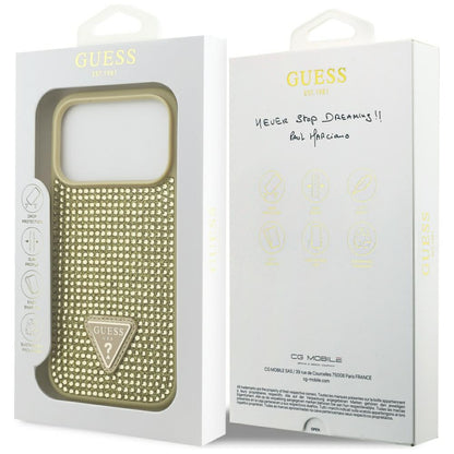 Guess Rhinestone Triangle Logo iPhone 17 Pro Case - Gold_7