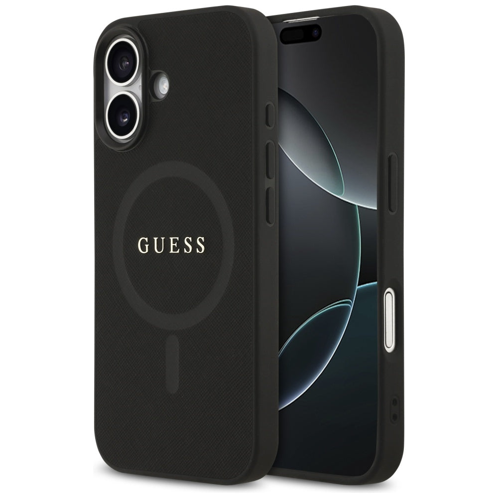 Guess Saffiano Classic Logo MagSafe case for iPhone 17 - black_0