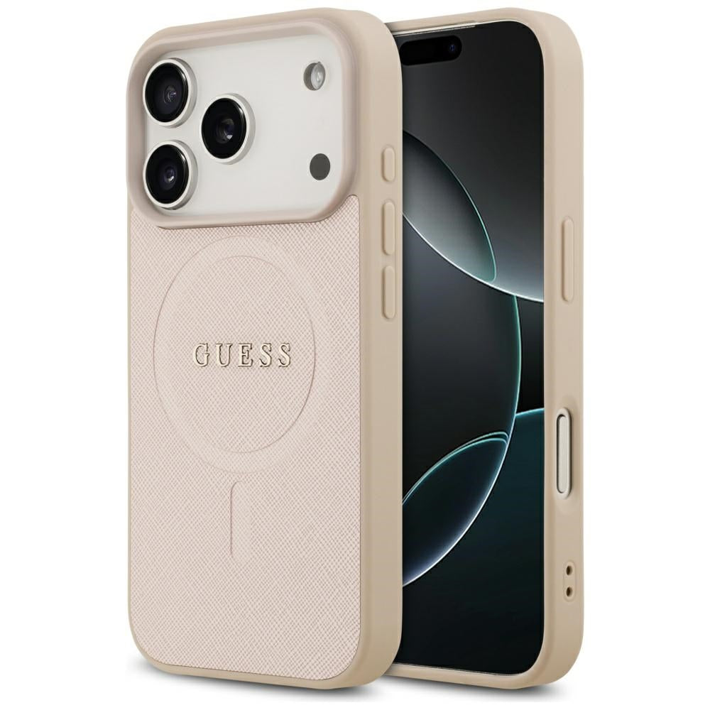 Guess Saffiano Classic Logo MagSafe Case for iPhone 17 Pro - Pink_0