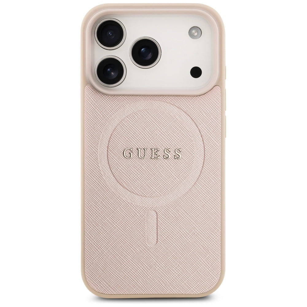 Guess Saffiano Classic Logo MagSafe Case for iPhone 17 Pro - Pink_2