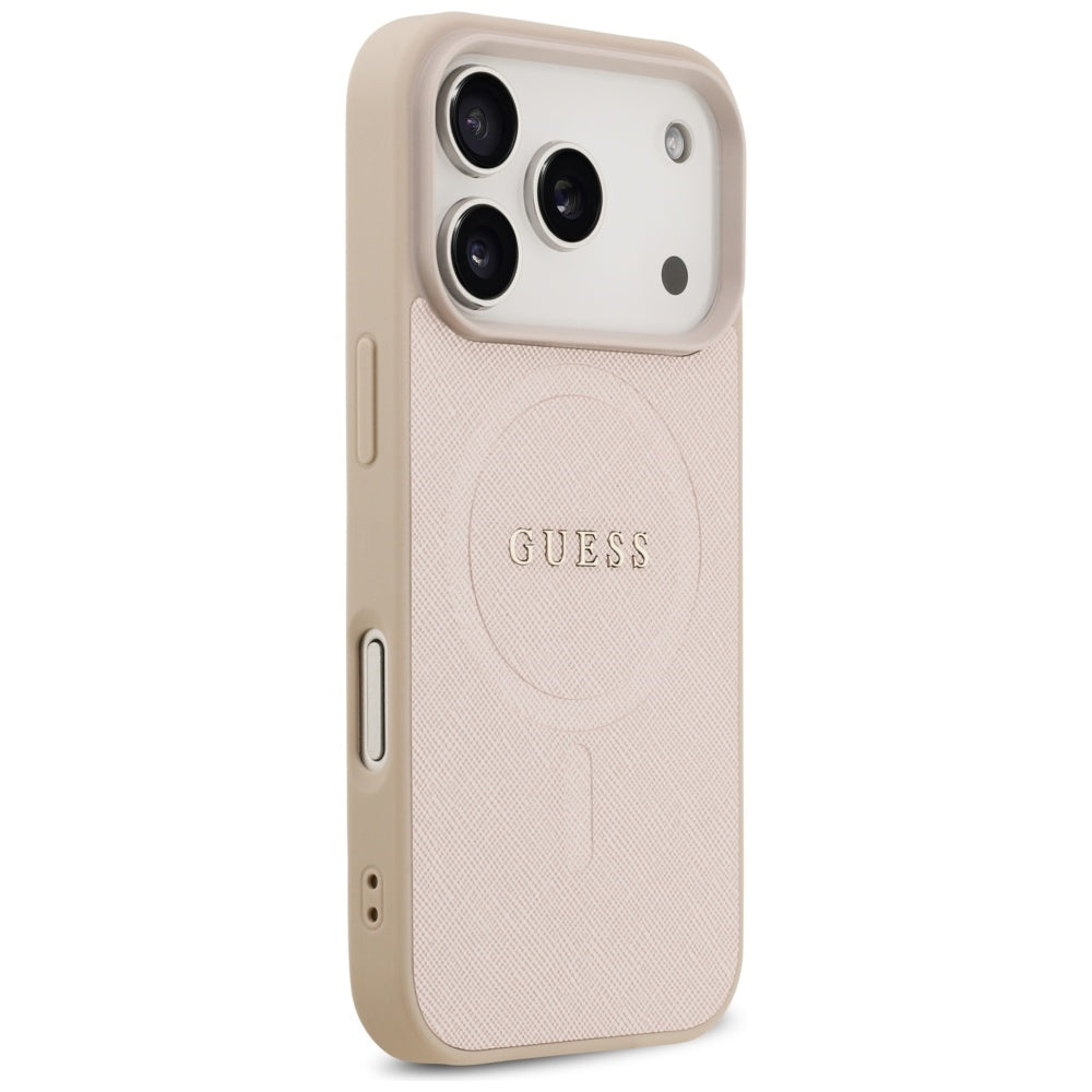 Guess Saffiano Classic Logo MagSafe Case for iPhone 17 Pro - Pink_3
