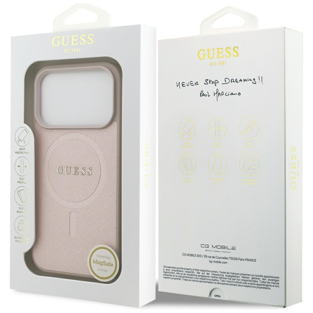 Guess Saffiano Classic Logo MagSafe Case for iPhone 17 Pro - Pink_7
