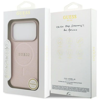 Guess Saffiano Classic Logo MagSafe Case for iPhone 17 Pro - Pink_7