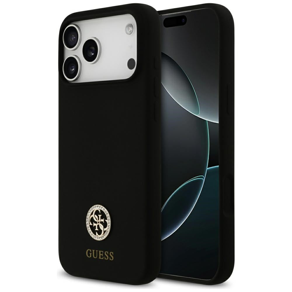 Guess Silicone Logo Strass 4G MagSafe Case for iPhone 17 Pro Max - Black_0