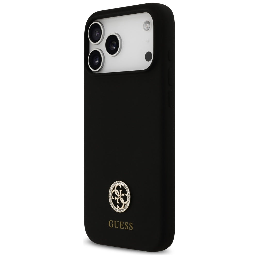 Guess Silicone Logo Strass 4G MagSafe Case for iPhone 17 Pro Max - Black_1