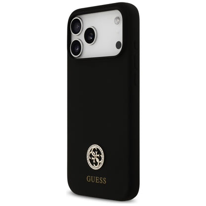 Guess Silicone Logo Strass 4G MagSafe Case for iPhone 17 Pro Max - Black_1