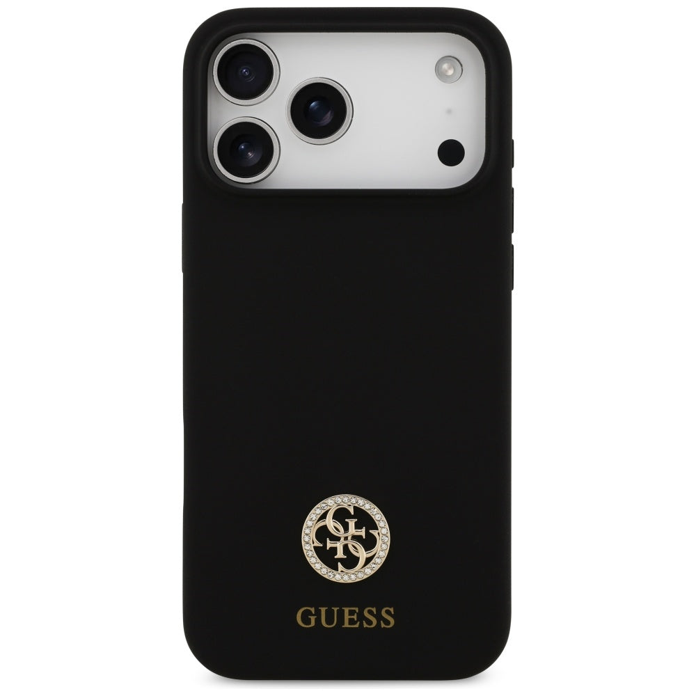 Guess Silicone Logo Strass 4G MagSafe Case for iPhone 17 Pro Max - Black_2