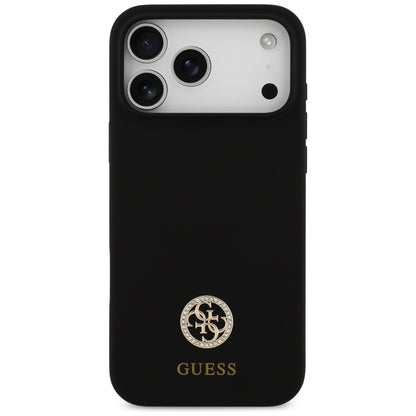 Guess Silicone Logo Strass 4G MagSafe Case for iPhone 17 Pro Max - Black_2