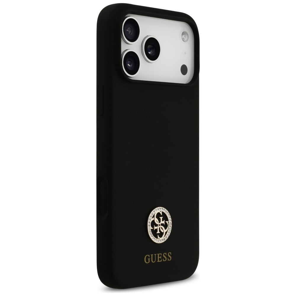 Guess Silicone Logo Strass 4G MagSafe Case for iPhone 17 Pro Max - Black_3