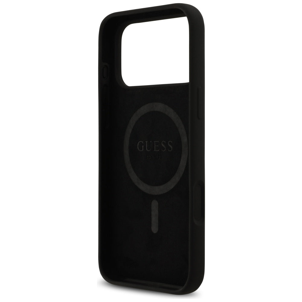 Guess Silicone Logo Strass 4G MagSafe Case for iPhone 17 Pro Max - Black_6
