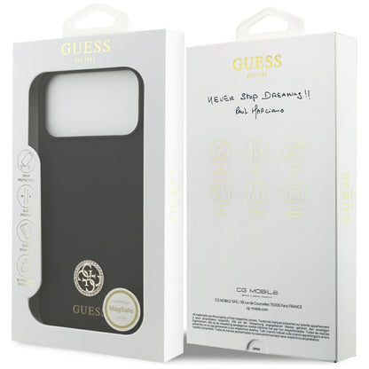 Guess Silicone Logo Strass 4G MagSafe Case for iPhone 17 Pro Max - Black_7