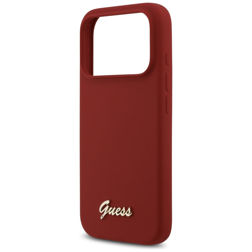 Guess Silicone Script Metal Logo MagSafe Case for iPhone 17 Pro - Red_5