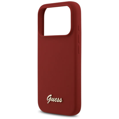 Guess Silicone Script Metal Logo MagSafe Case for iPhone 17 Pro - Red_5