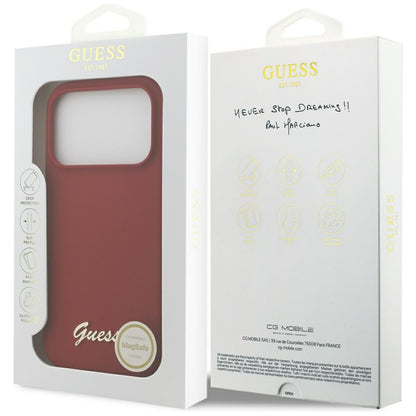 Guess Silicone Script Metal Logo MagSafe Case for iPhone 17 Pro - Red_7