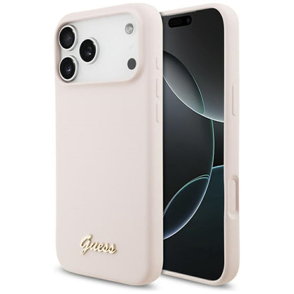 Guess Silicone Script Metal Logo MagSafe Case for iPhone 17 Pro Max - Pink_0