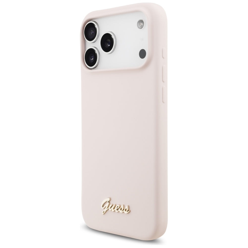 Guess Silicone Script Metal Logo MagSafe Case for iPhone 17 Pro Max - Pink_1