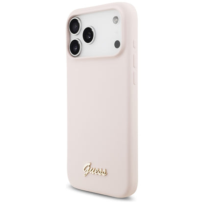 Guess Silicone Script Metal Logo MagSafe Case for iPhone 17 Pro Max - Pink_1