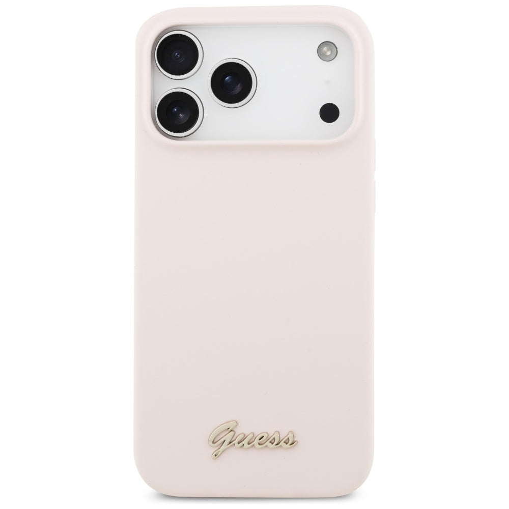 Guess Silicone Script Metal Logo MagSafe Case for iPhone 17 Pro Max - Pink_2