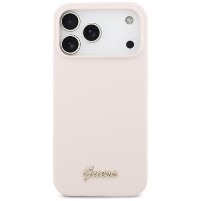 Guess Silicone Script Metal Logo MagSafe Case for iPhone 17 Pro Max - Pink_2