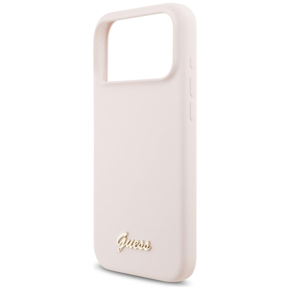 Guess Silicone Script Metal Logo MagSafe Case for iPhone 17 Pro Max - Pink_5