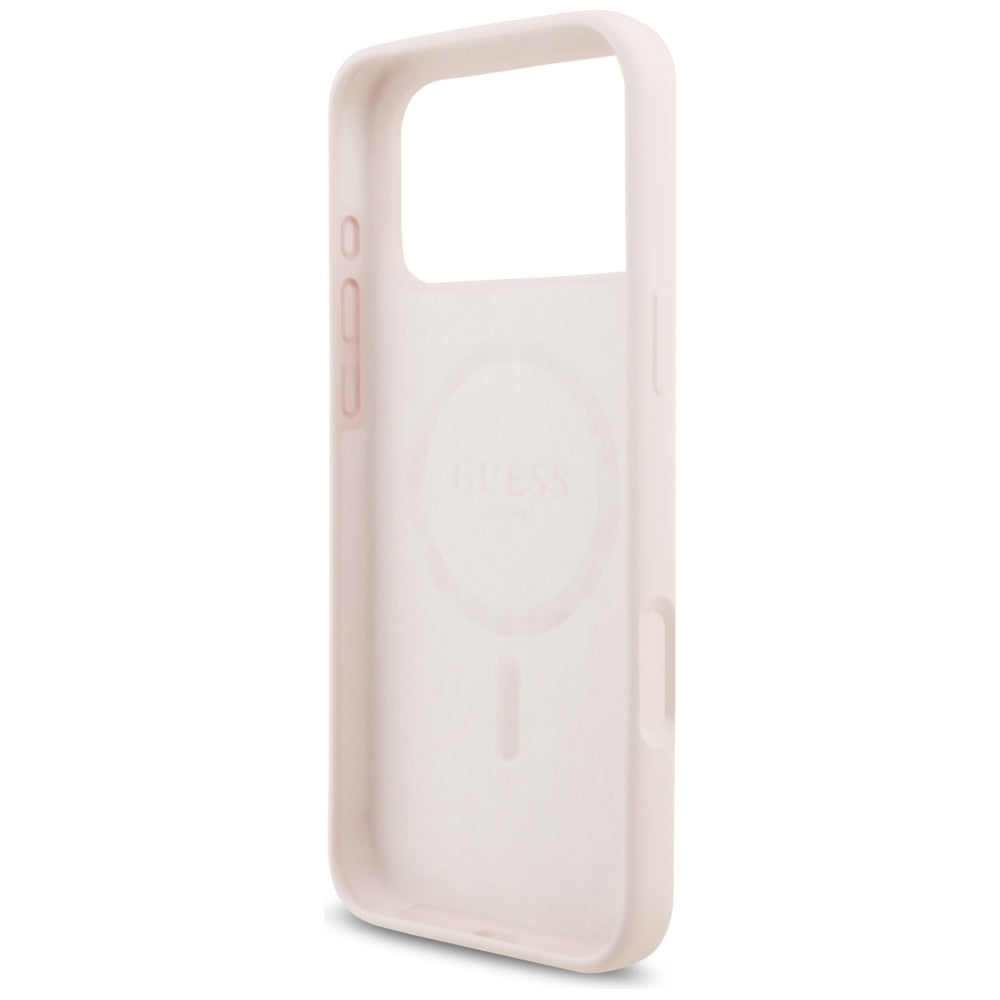 Guess Silicone Script Metal Logo MagSafe Case for iPhone 17 Pro Max - Pink_6