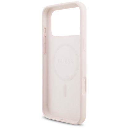 Guess Silicone Script Metal Logo MagSafe Case for iPhone 17 Pro Max - Pink_6
