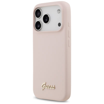Guess Silicone Script Metal Logo MagSafe Case for iPhone 17 Pro - Pink_1