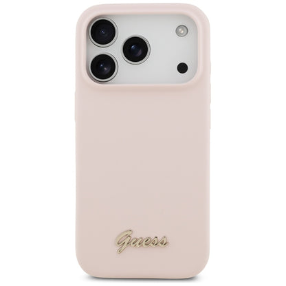 Guess Silicone Script Metal Logo MagSafe Case for iPhone 17 Pro - Pink_2