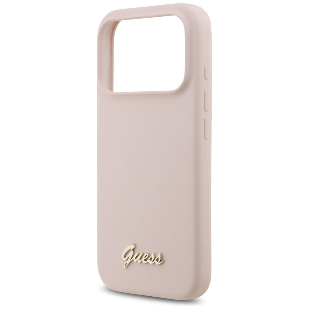 Guess Silicone Script Metal Logo MagSafe Case for iPhone 17 Pro - Pink_5