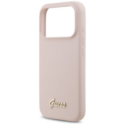 Guess Silicone Script Metal Logo MagSafe Case for iPhone 17 Pro - Pink_5
