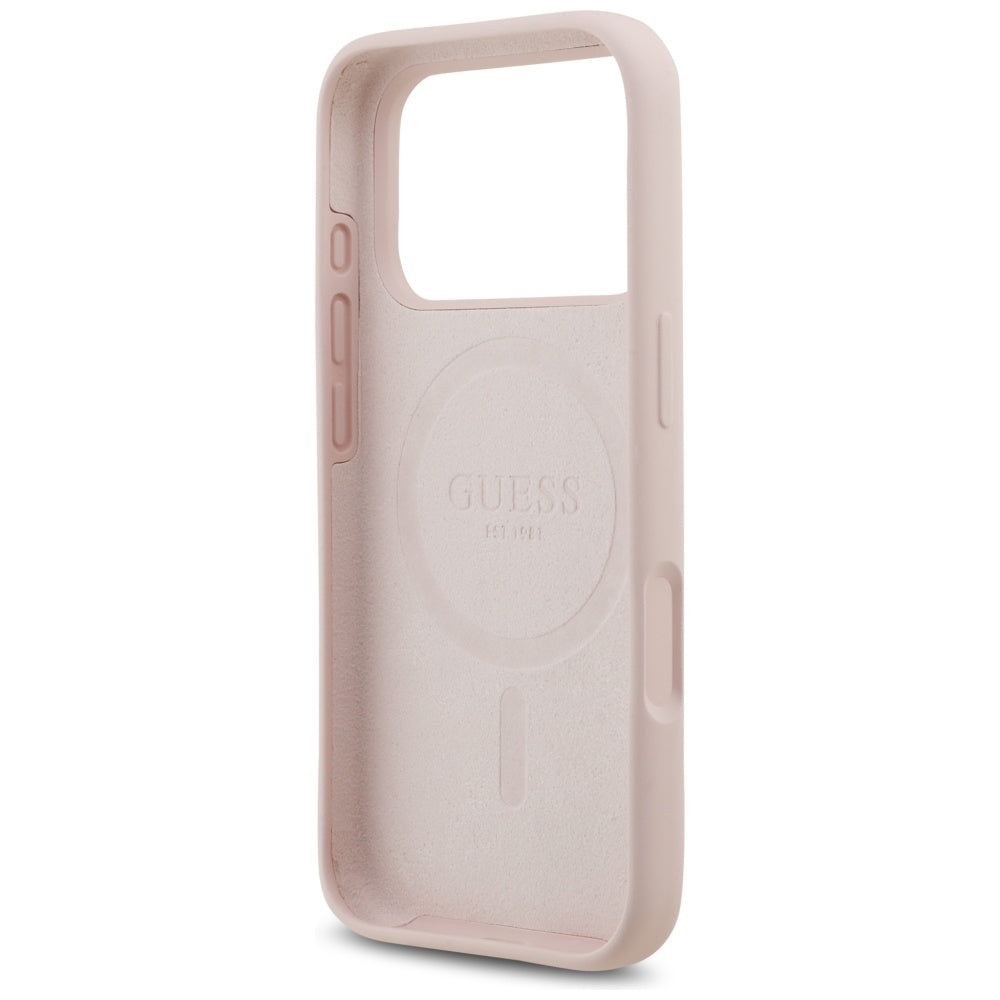 Guess Silicone Script Metal Logo MagSafe Case for iPhone 17 Pro - Pink_6