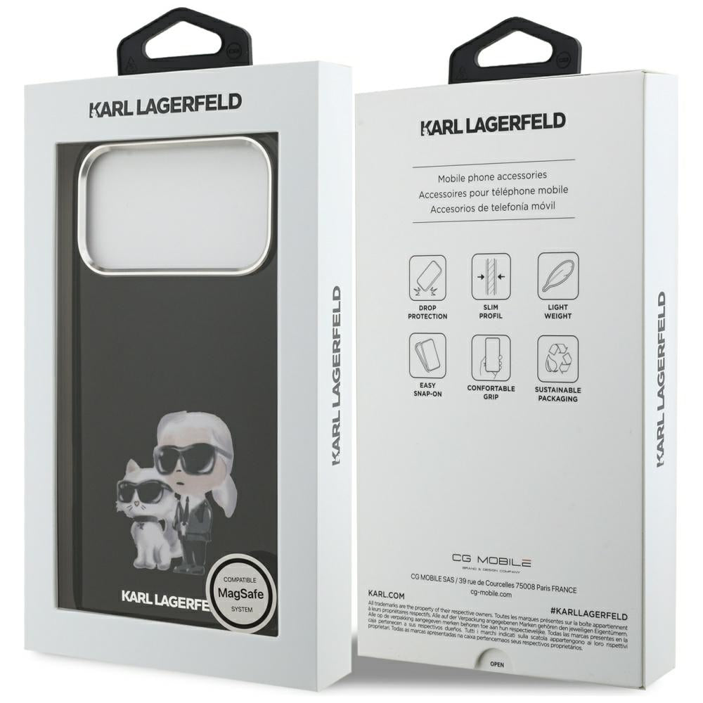 Karl Lagerfeld IML Aquarelle Karl &amp; Choupette &amp; Logo MagSafe Case for iPhone 17 Pro Max - Black_7