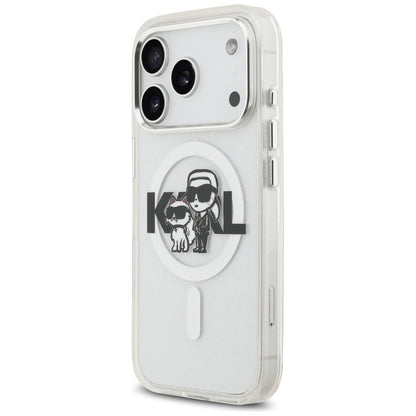 Karl Lagerfeld IML Glitter Karl &amp; Choupette Sketch Logo MagSafe Case for iPhone 17 Pro - Clear_1