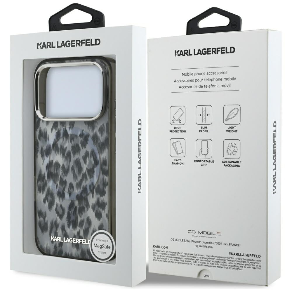 Karl Lagerfeld IML Leopard Pattern MagSafe Case for iPhone 17 Pro - Black_6