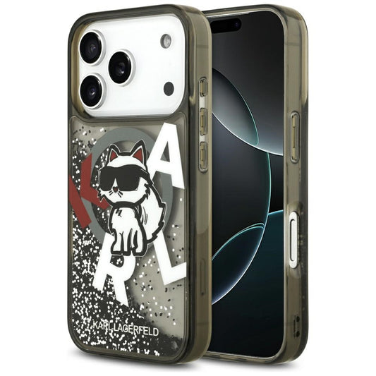 Karl Lagerfeld Liquid Glitter Choupette Logo MagSafe Case for iPhone 17 Pro - Black_0