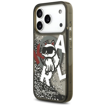 Karl Lagerfeld Liquid Glitter Choupette Logo MagSafe Case for iPhone 17 Pro - Black_1