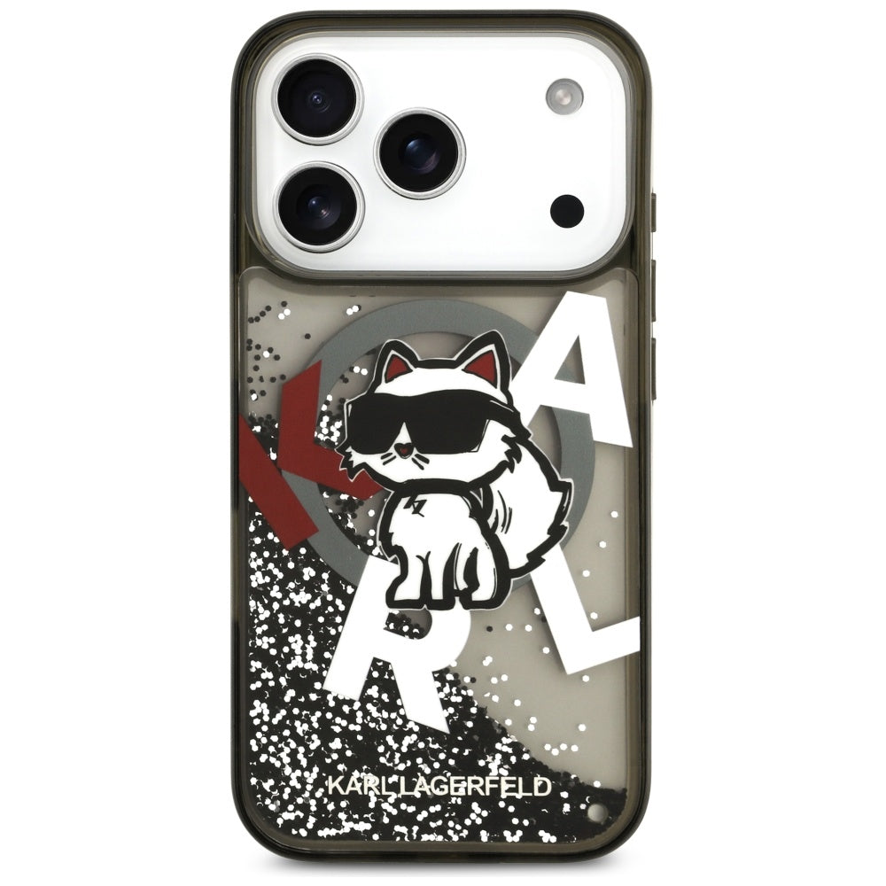 Karl Lagerfeld Liquid Glitter Choupette Logo MagSafe Case for iPhone 17 Pro - Black_2