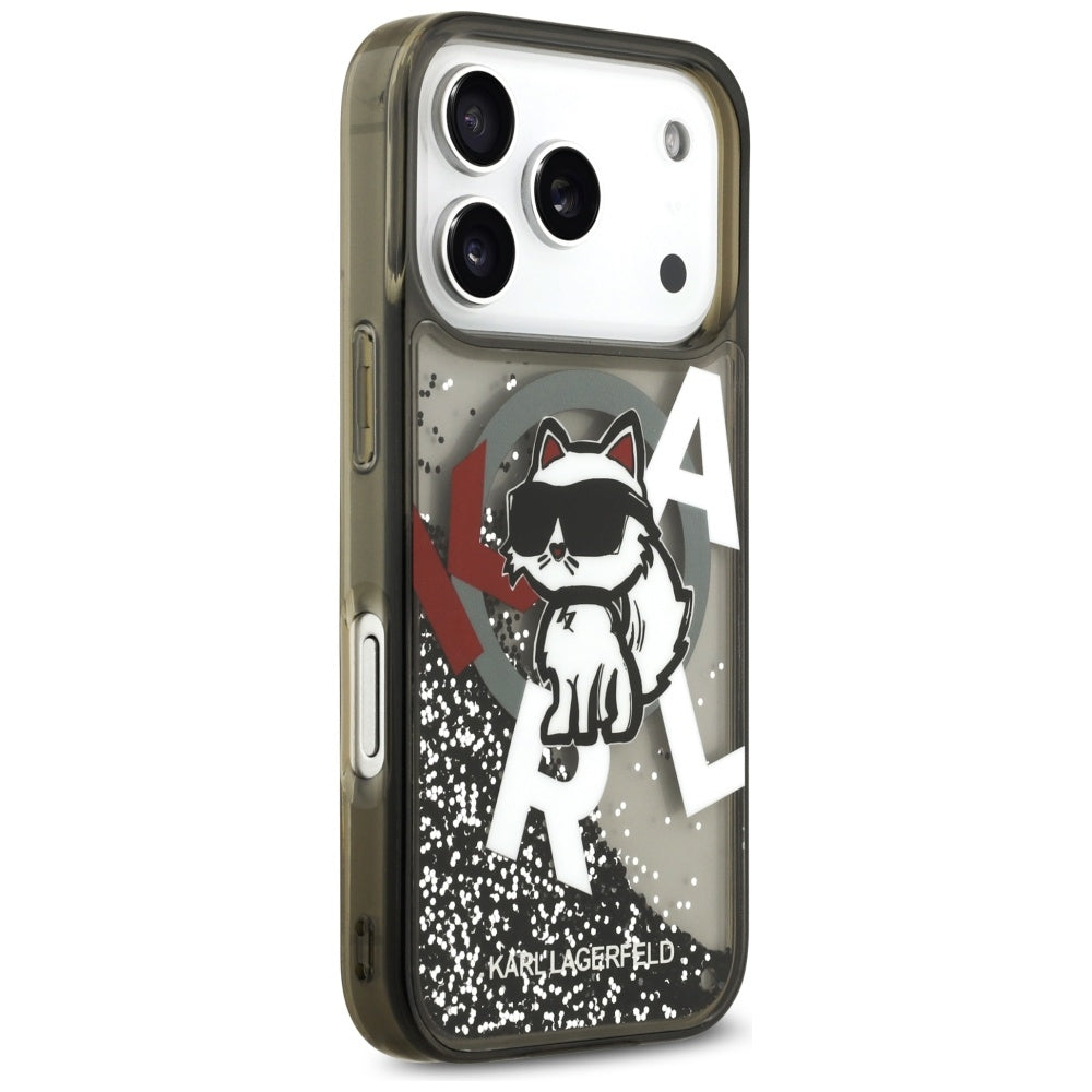 Karl Lagerfeld Liquid Glitter Choupette Logo MagSafe Case for iPhone 17 Pro - Black_3