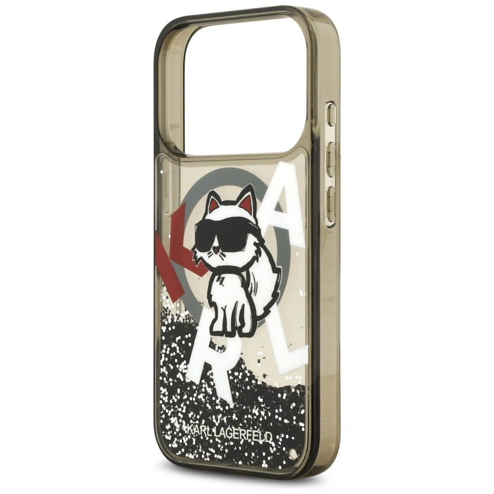 Karl Lagerfeld Liquid Glitter Choupette Logo MagSafe Case for iPhone 17 Pro - Black_5