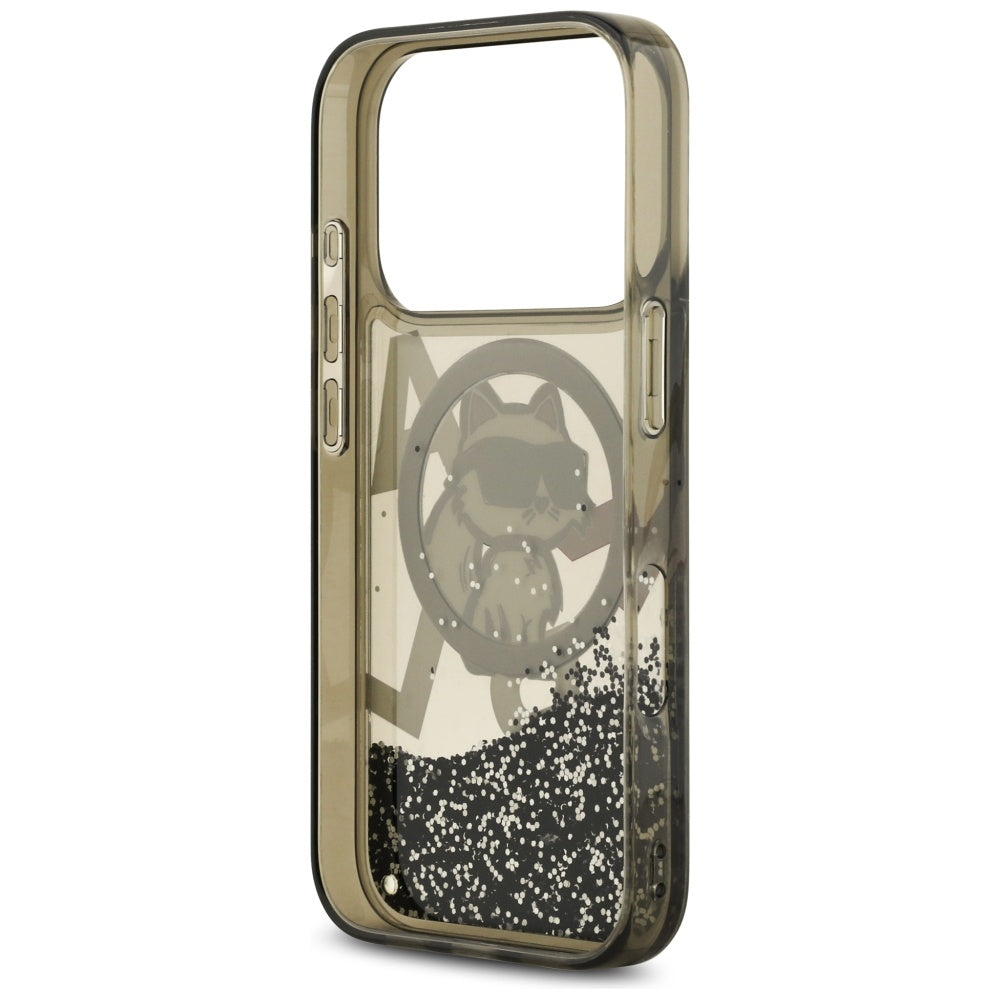 Karl Lagerfeld Liquid Glitter Choupette Logo MagSafe Case for iPhone 17 Pro - Black_6