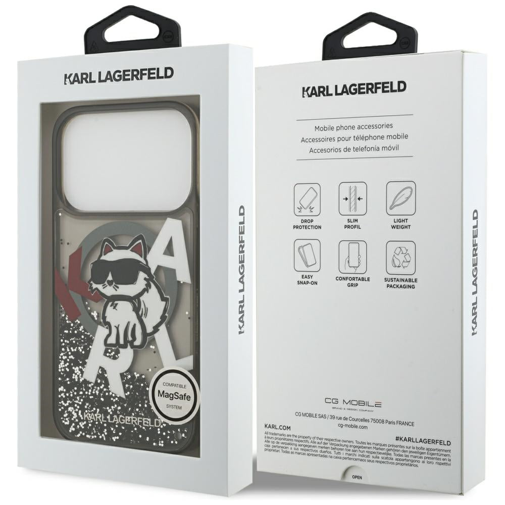 Karl Lagerfeld Liquid Glitter Choupette Logo MagSafe Case for iPhone 17 Pro - Black_7