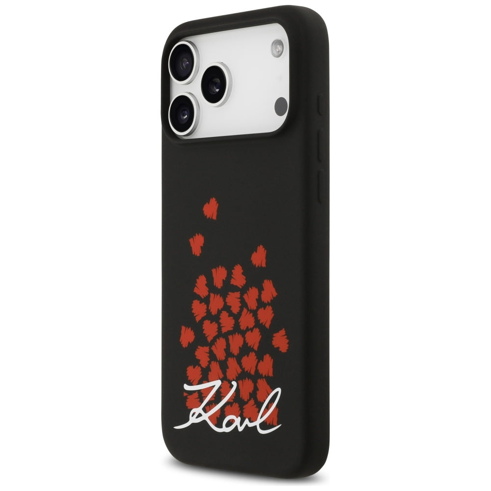 Karl Lagerfeld Silicone Heart Sign Logo MagSafe Case for iPhone 17 Pro Max - Black_1