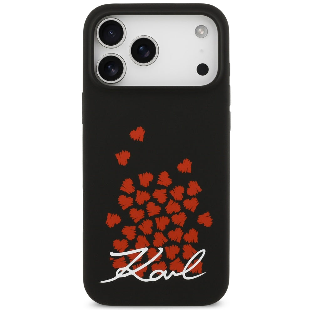 Karl Lagerfeld Silicone Heart Sign Logo MagSafe Case for iPhone 17 Pro Max - Black_2