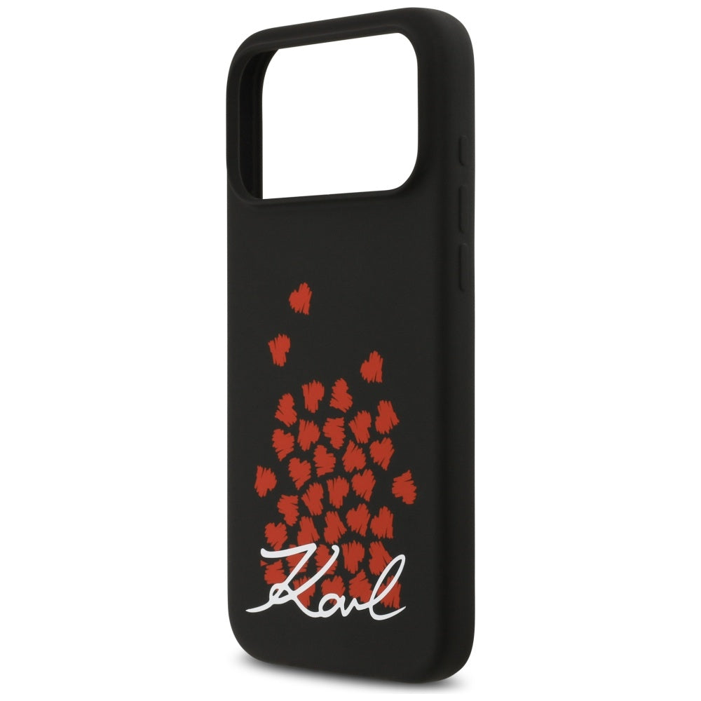 Karl Lagerfeld Silicone Heart Sign Logo MagSafe Case for iPhone 17 Pro Max - Black_5
