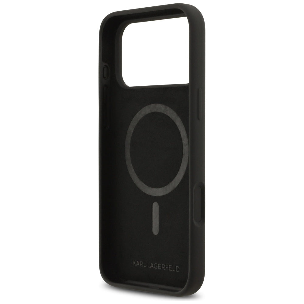 Karl Lagerfeld Silicone Heart Sign Logo MagSafe Case for iPhone 17 Pro Max - Black_6