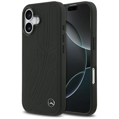Mercedes Leather Large Laurel Leave MagSafe Case for iPhone 17 - Black_0
