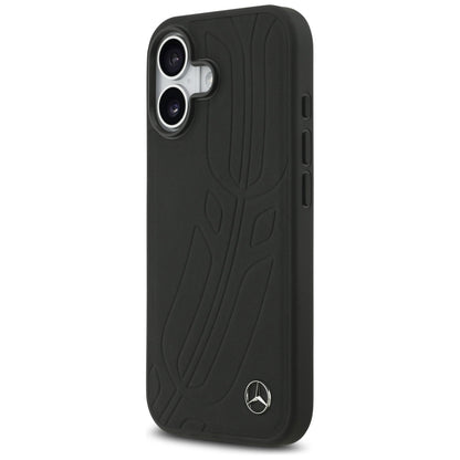 Mercedes Leather Large Laurel Leave MagSafe Case for iPhone 17 - Black_1